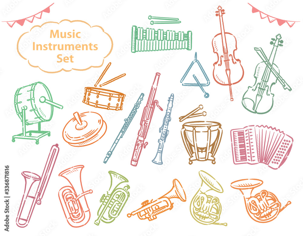 オーケストラの楽器のイラスト素材セット Stock Vector Adobe Stock