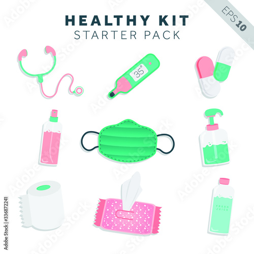 Healthy Kit Starter Pack Illustration, Vector