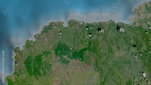 Hanover, Jamaica - outlined. Satellite photo