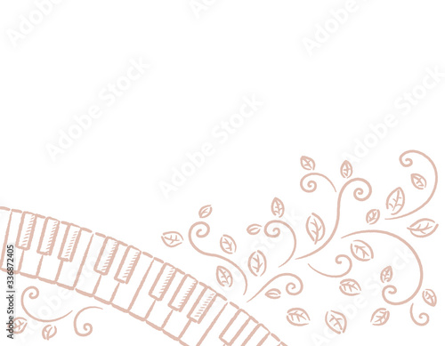 ピアノのイラストを使ったカフェ風の背景素材