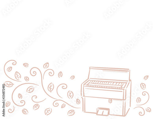 オルガンのイラストを使ったカフェ風の背景素材