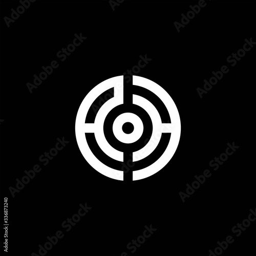 AH monogram logo with abstract circle style and dot in the middle