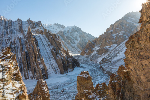 View of Stok Valley from 14,000 feet, Hemis National Park, Ladakh, India. photo