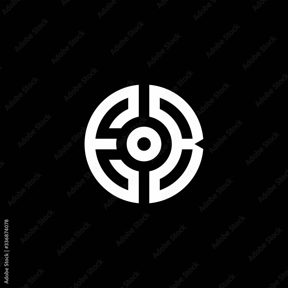 EB monogram logo with abstract circle style and dot in the middle EB monogram logo with abstract circle style and dot in the middle