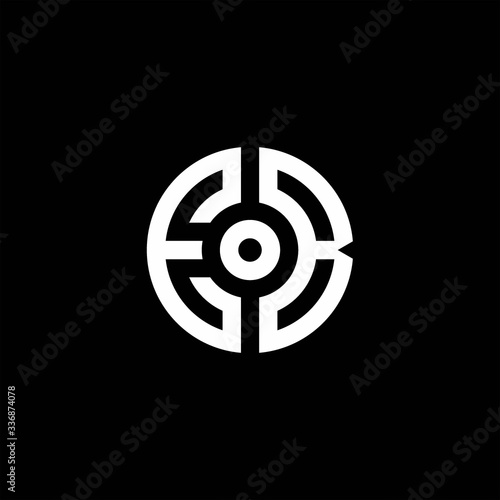 EB monogram logo with abstract circle style and dot in the middle