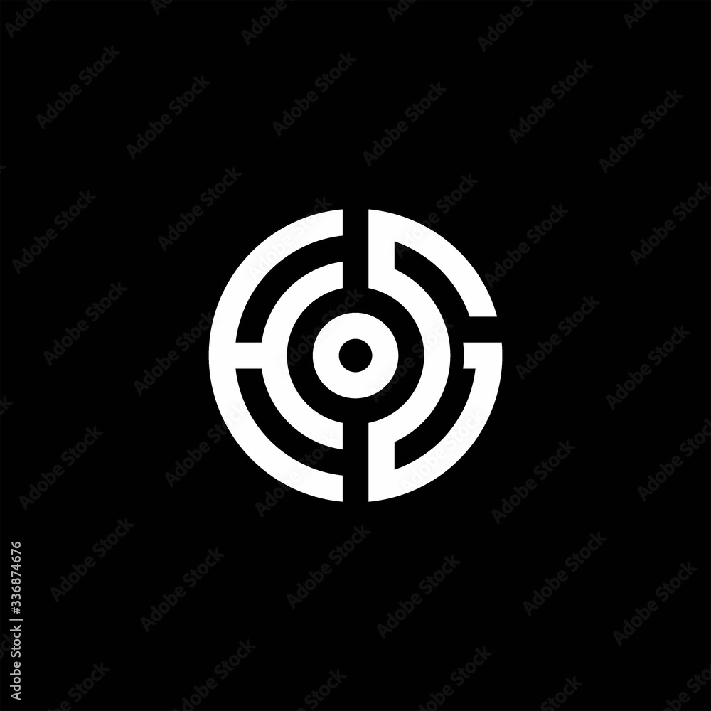 HG monogram logo with abstract circle style and dot in the middle HG monogram logo with abstract circle style and dot in the middle