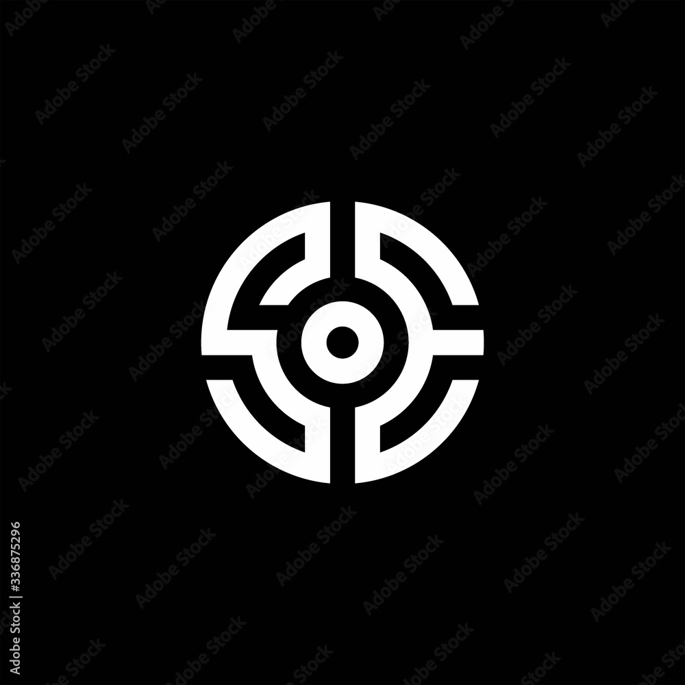 SE monogram logo with abstract circle style and dot in the middle SE monogram logo with abstract circle style and dot in the middle