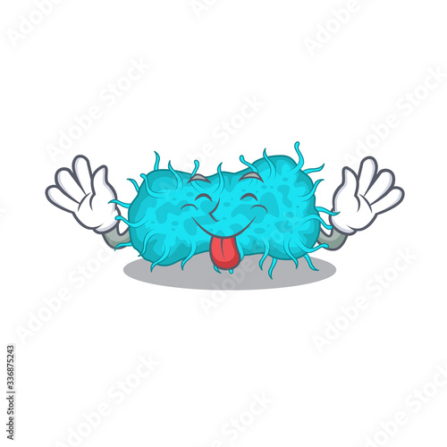 An amusing face bacteria prokaryote cartoon design with tongue out photo