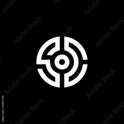 SC monogram logo with abstract circle style and dot in the middle