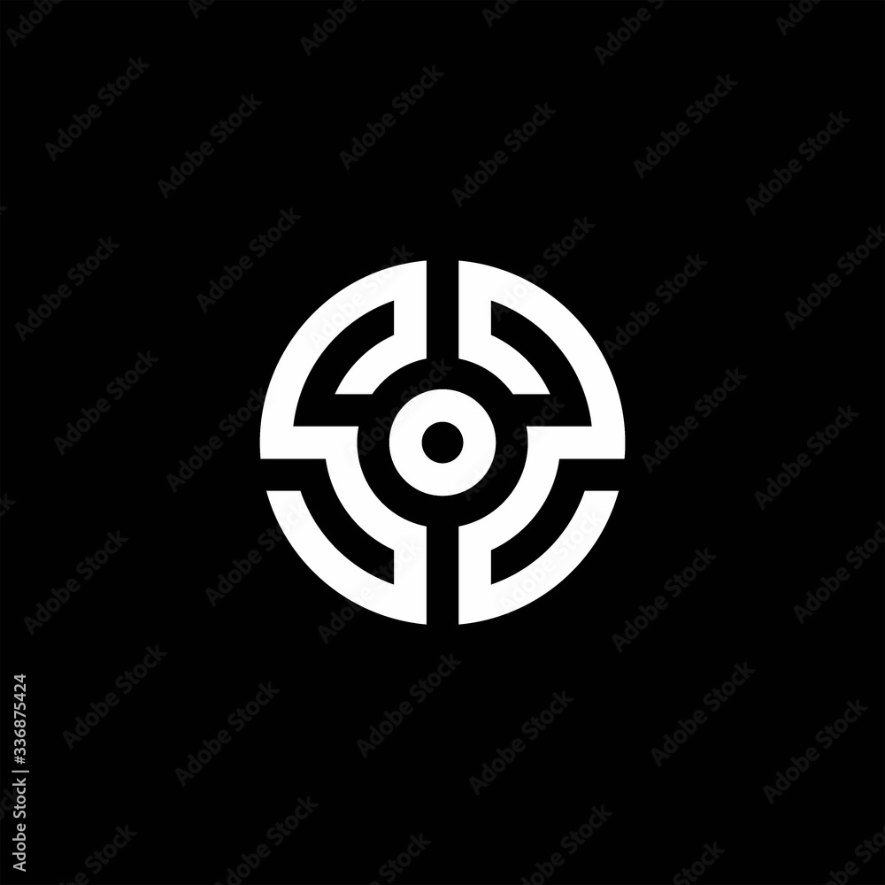 SZ monogram logo with abstract circle style and dot in the middle SZ monogram logo with abstract circle style and dot in the middle