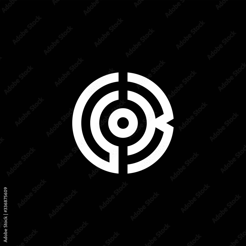 UK monogram logo with abstract circle style and dot in the middle UK monogram logo with abstract circle style and dot in the middle