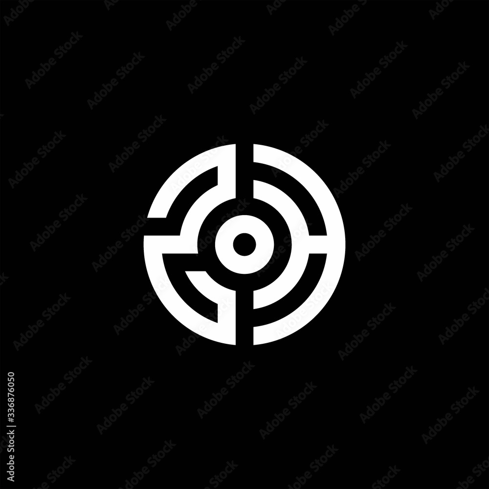 ZH monogram logo with abstract circle style and dot in the middle ZH monogram logo with abstract circle style and dot in the middle
