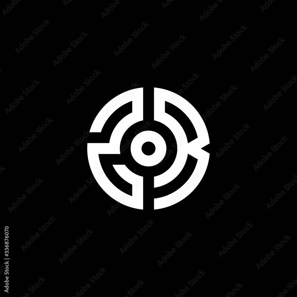 ZR monogram logo with abstract circle style and dot in the middle ZR monogram logo with abstract circle style and dot in the middle