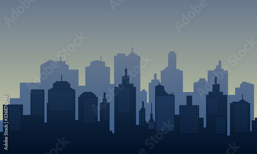 Town city of silhouette in the morning