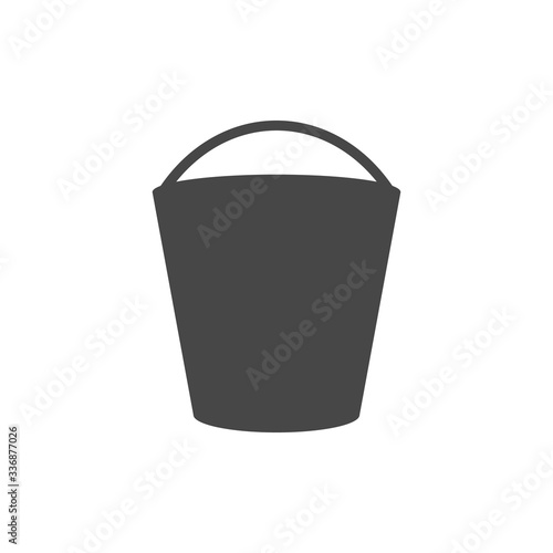 Bucket icon flat and black pictogram on white background with Vector illustration symbol