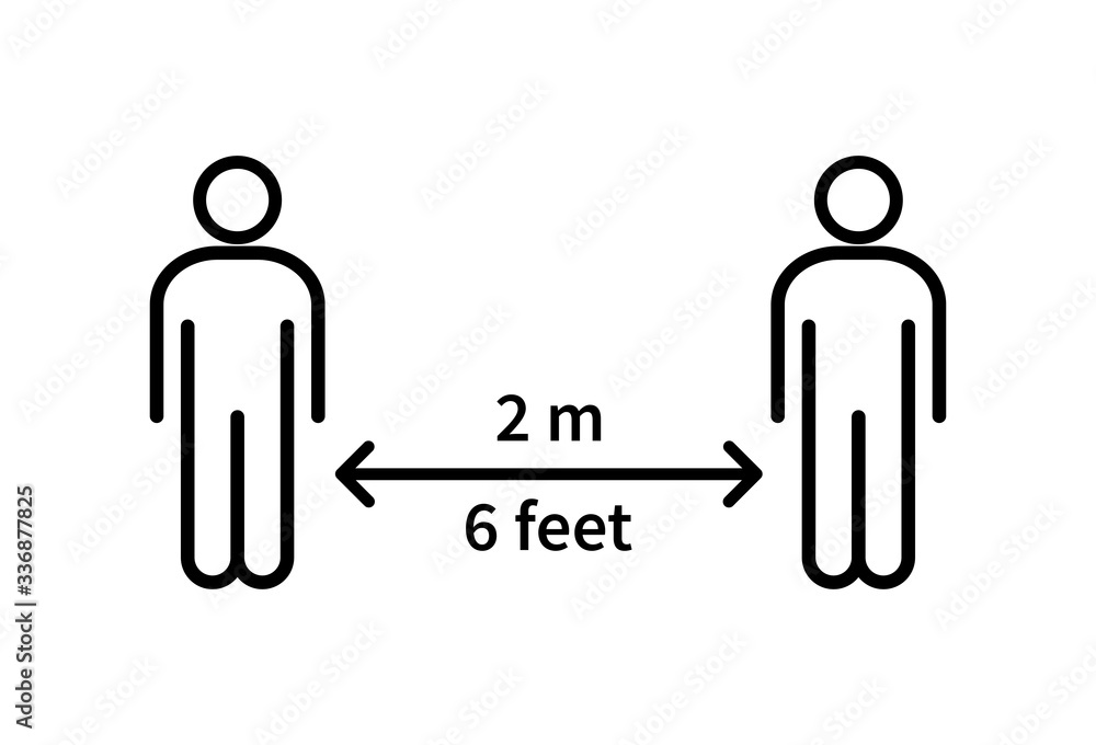 Social distancing icon. Keep the 2 meter distance. Avoid crowds. Coronovirus epidemic protective. Vector illustration Social distancing icon. Keep the 2 meter distance. Avoid crowds. Coronovirus epidemic protective. Vector illustration