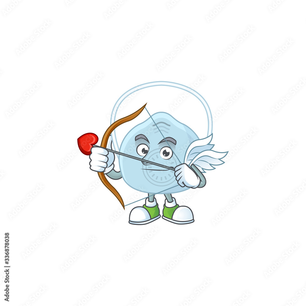 Charming picture of breathing mask Cupid mascot design concept with arrow and wings Charming picture of breathing mask Cupid mascot design concept with arrow and wings