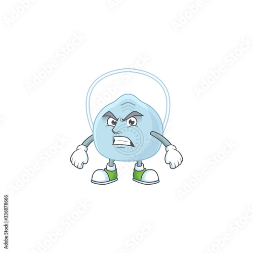 Mascot design style of breathing mask with angry face