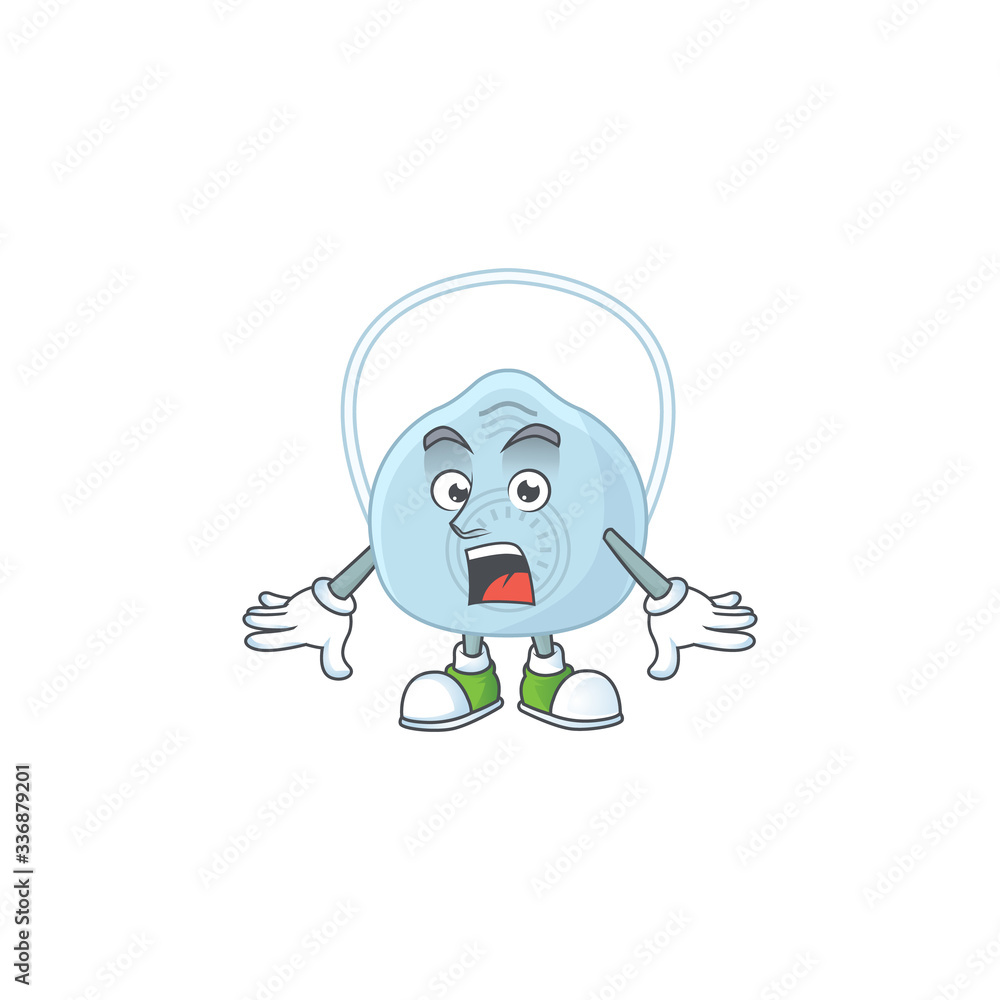 Fototapeta premium A cartoon design of breathing mask showing an amazed gesture