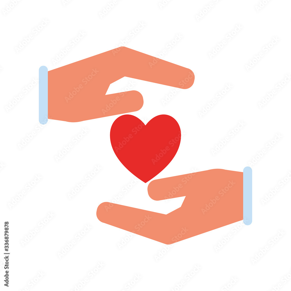 Hands with heart flat style icon vector design Hands with heart flat style icon vector design