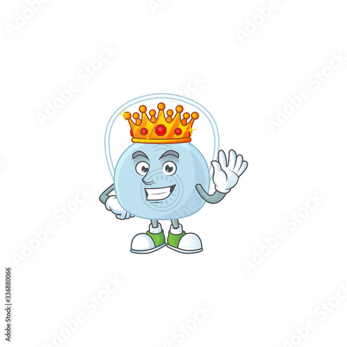 The Charismatic King of breathing mask cartoon character design wearing gold crown