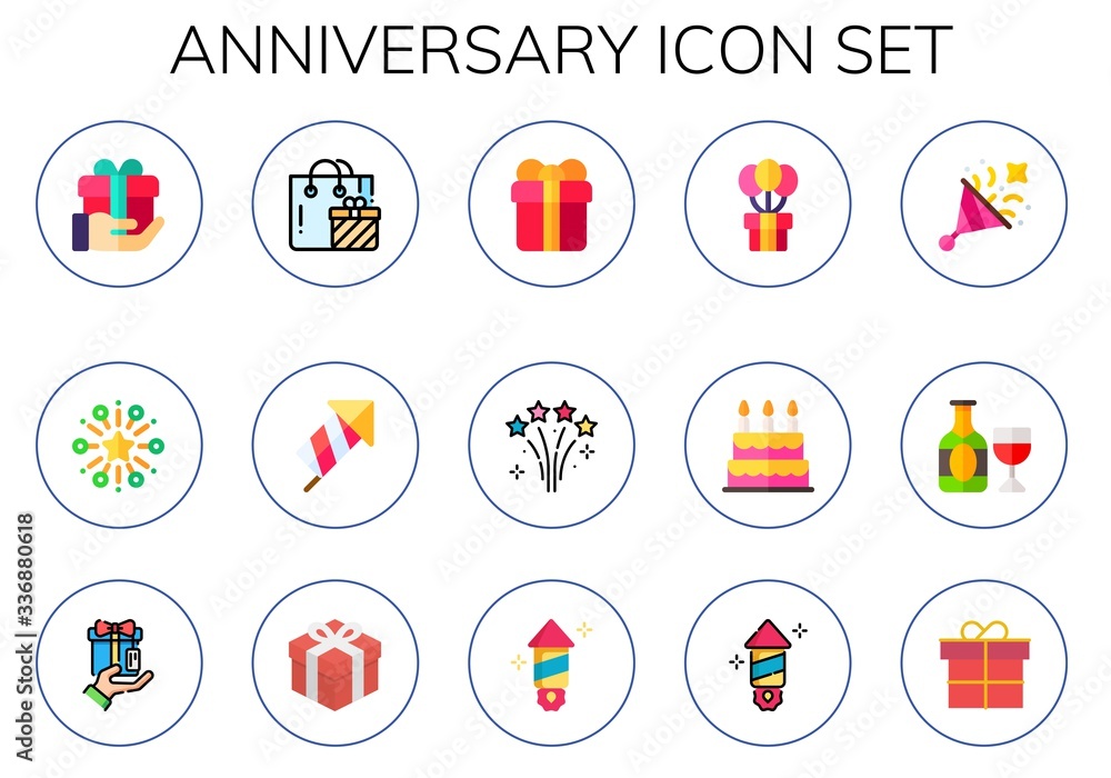 Modern Simple Set of anniversary Vector flat Icons Modern Simple Set of anniversary Vector flat Icons