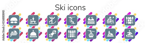 Modern Simple Set of ski Vector filled Icons