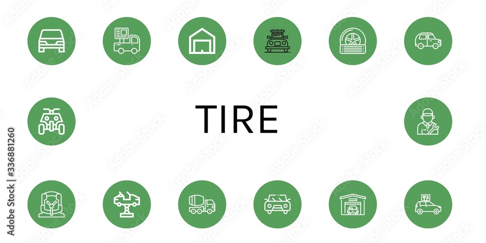 Set of tire icons Set of tire icons
