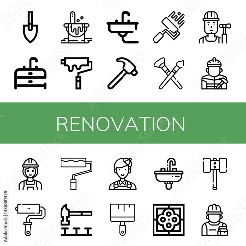 renovation simple icons set