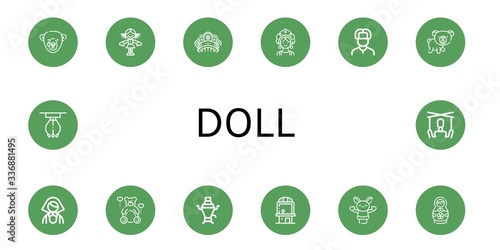 doll simple icons set