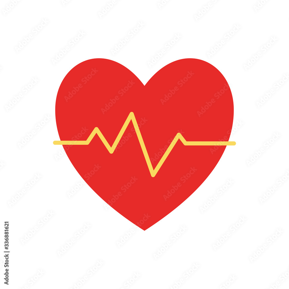 Isolated heart with pulse flat style icon vector design