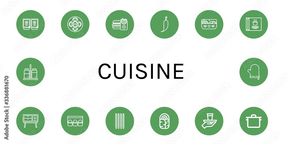 cuisine simple icons set cuisine simple icons set