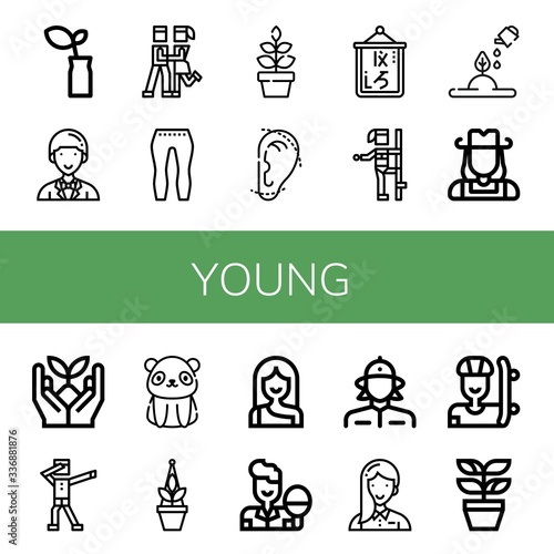 Set of young icons