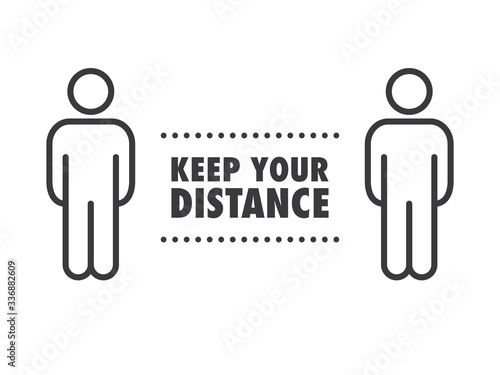 Social distance sign. Keep your distancing from other people in public. Coronavirus pandemic preventive measures. People pictogram vector icon.