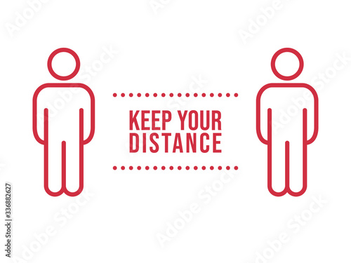 Social distance sign. Keep your distancing from other people in public. Coronavirus pandemic preventive measures. People pictogram vector icon.