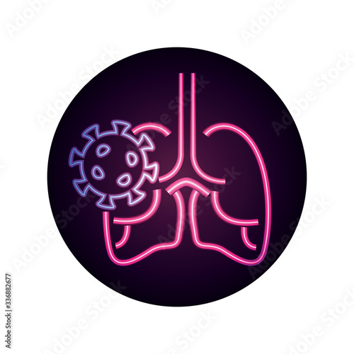 covid 19 coronavirus pandemic lung respiratory pneumonia neon style icon