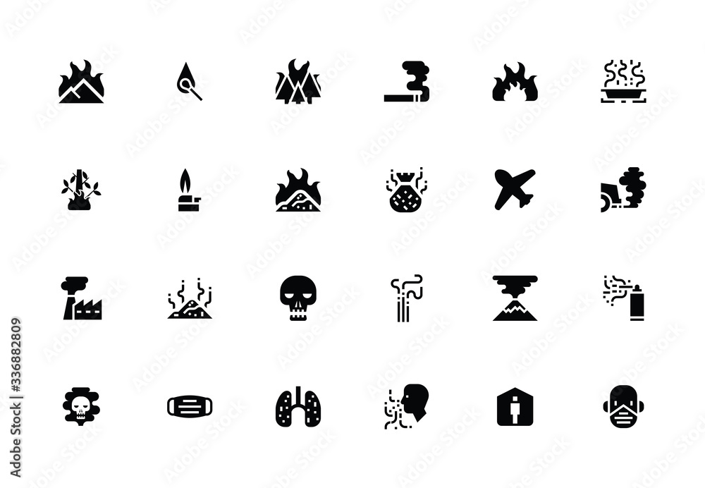 Fototapeta premium air pollution icon set.