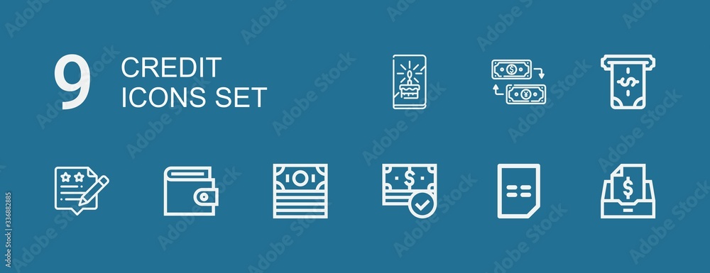 Fototapeta premium Editable 9 credit icons for web and mobile