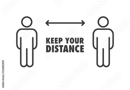 Social distance sign. Keep your distancing from other people in public. Coronavirus pandemic preventive measures. People pictogram vector icon.