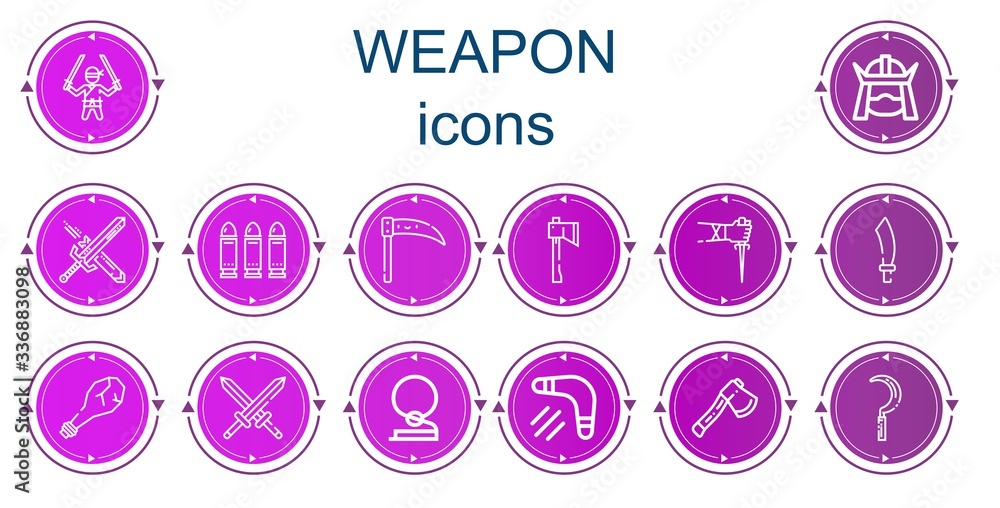 Editable 14 weapon icons for web and mobile Editable 14 weapon icons for web and mobile