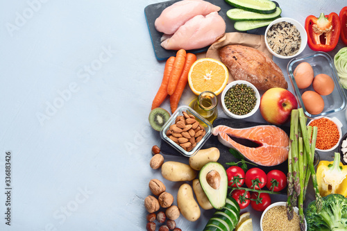 Balanced diet food background
