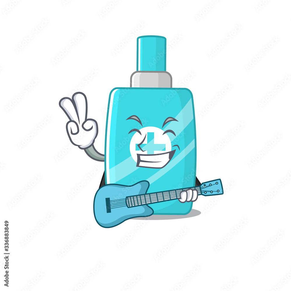 Talented musician of ointment cream cartoon design playing a guitar Talented musician of ointment cream cartoon design playing a guitar
