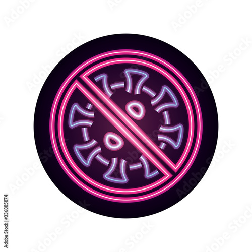 covid 19 coronavirus pandemic stop virus neon style icon
