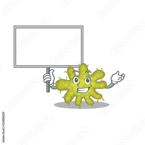 An icon of bacterium mascot design style bring a board