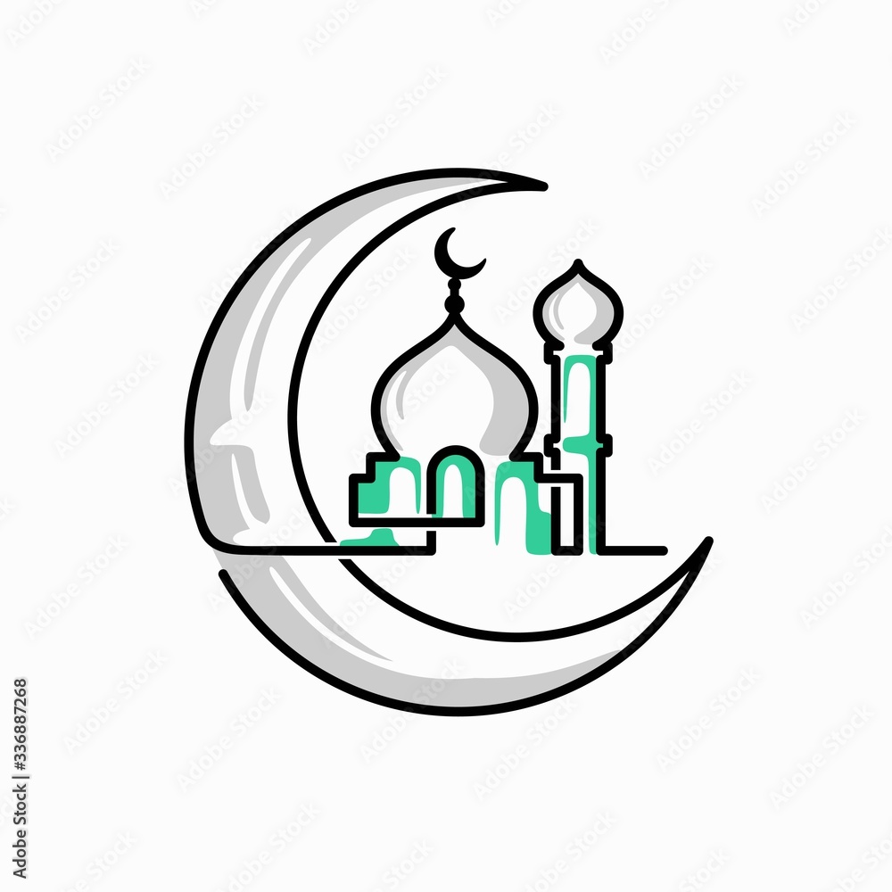 mosque vector logo, moon logo design mosque vector logo, moon logo design