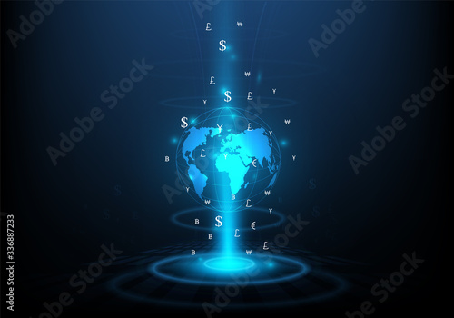 The idea and the financial plan, the transfer of money, the currency change of the world
