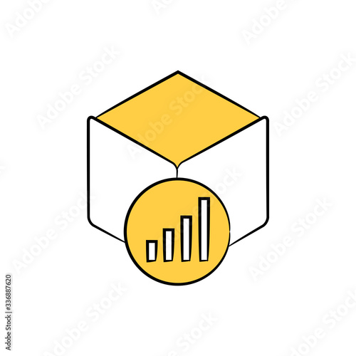 cube and bar chart for block chain technology concept