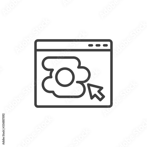 Online omelette ordering line icon. Breakfast delivery service linear style sign for mobile concept and web design. Website page with omelette outline vector icon. Symbol, logo illustration.