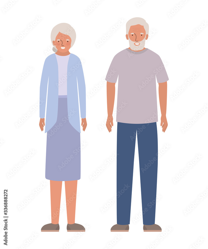 Isolated grandmother and grandfather vector design