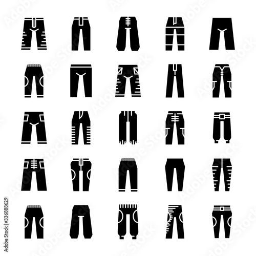 trousers icons set glyph design